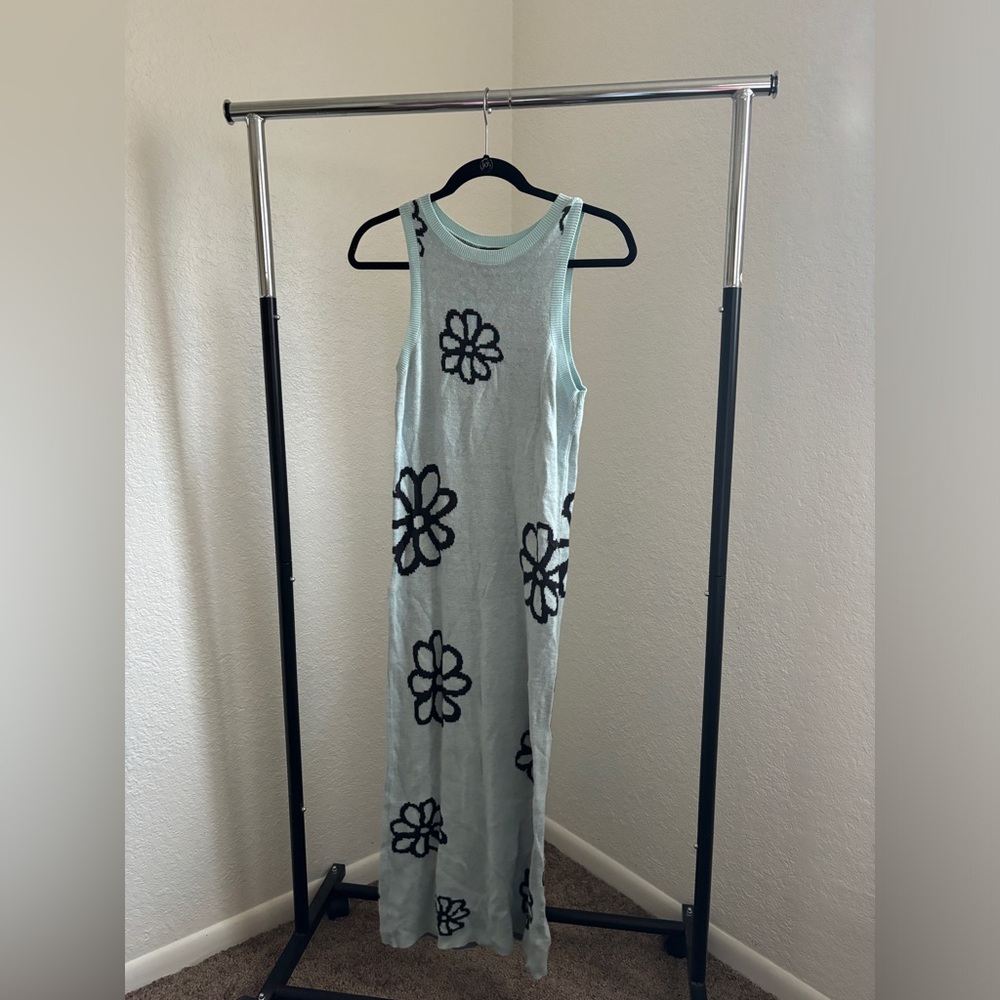 blue floral dress